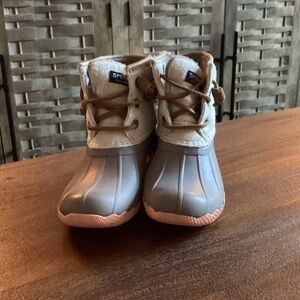 Sperry Kids' Tan and Gray Rain Boots